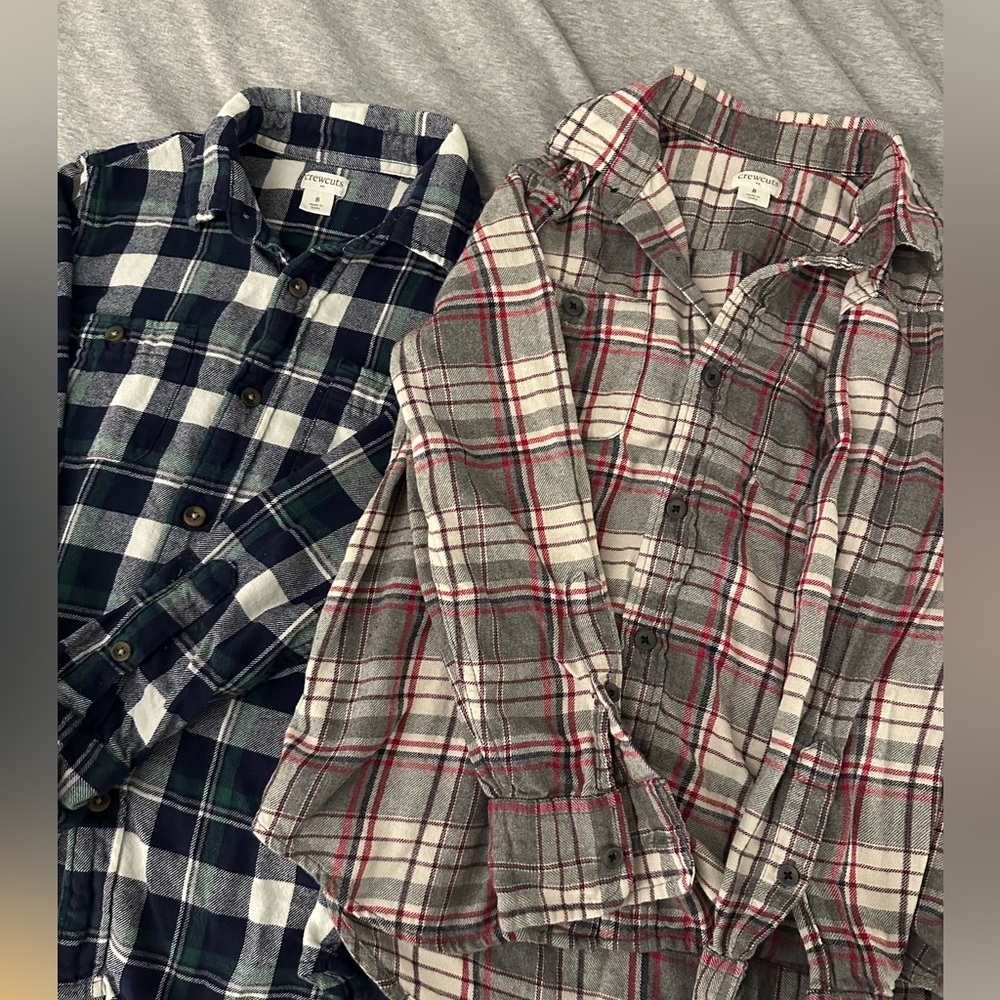 Crew cuts flannel button down- kids/boys size 8. 2 shirts